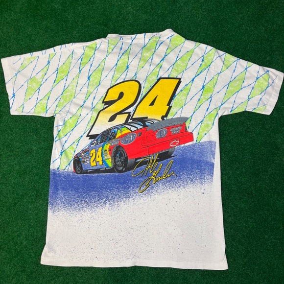 Vintage 90s RARE Jeff Gordon AOP NASCAR Single Sitch Large Baggy Skater Tshirt - Picture 5 of 5
